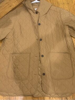 Women’s Quilted Tan Jacket - Lightweight Button Front Coat